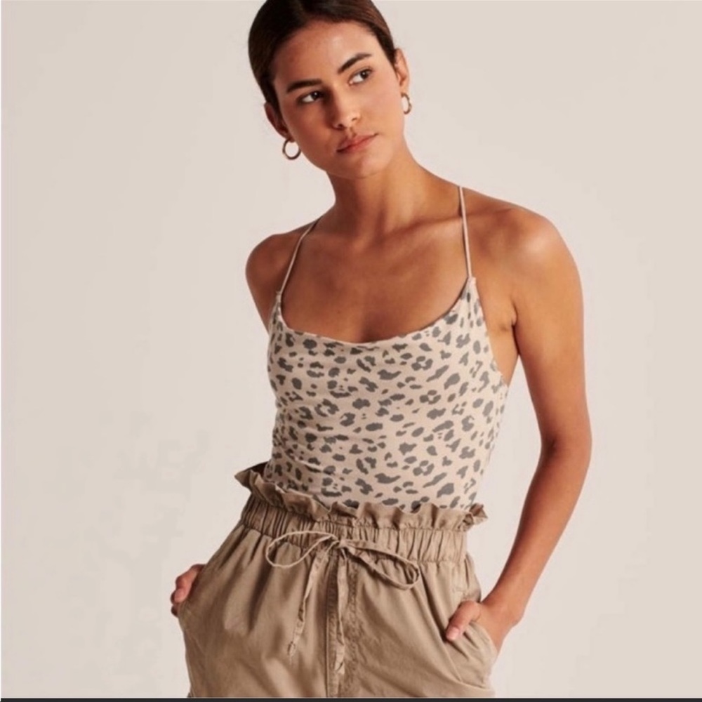 Abercrombie & Fitch Cheetah Cowl Neck Bodysuit
